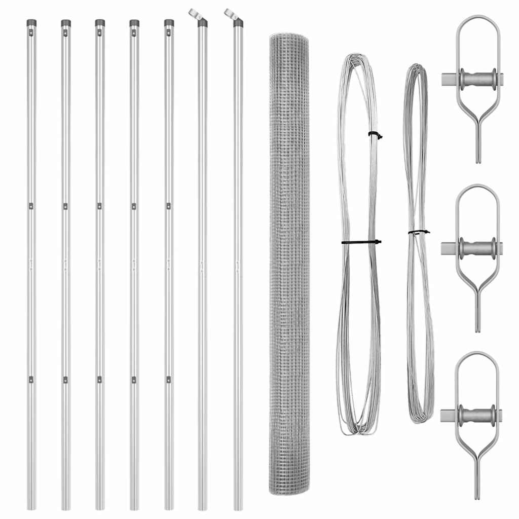 Zaun mit Pfosten Silber 1,5 x 10 m Stahl